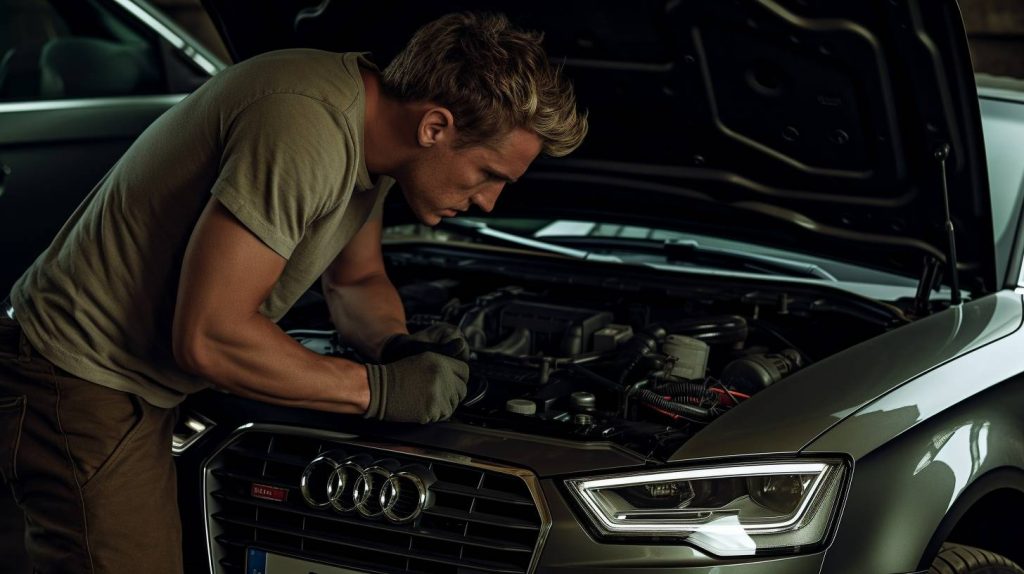 madarts A close up of a car mechanic carefully inspecting the e 088cf42f 0ed1 4770 93ae 498e270b6cfb