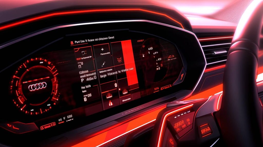 madarts A detailed view of an Audi dashboard illuminated by a b 91058de6 d8f4 43f8 9565 8689be475306